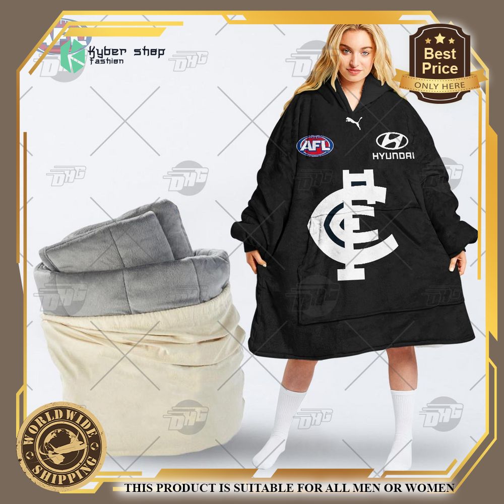 personalized afl carlton football club hoodie blanket 1