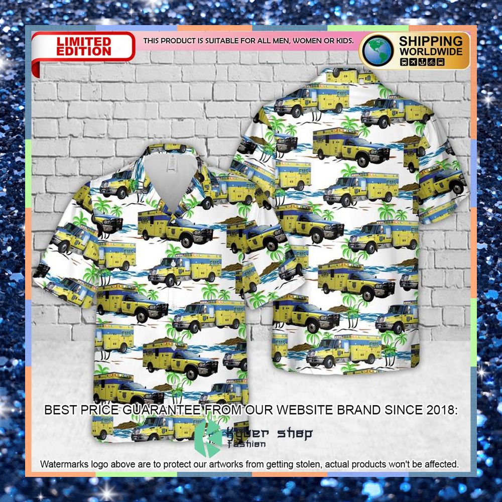 austin travis county ems texas white hawaiian shirt 1 452