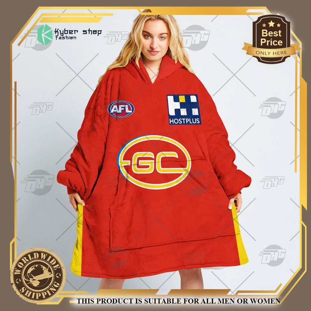 Personalized AFL Gold Coast Suns Football Club Hoodie Blanket 3 personalized afl gold coast suns football club hoodie blanket 3