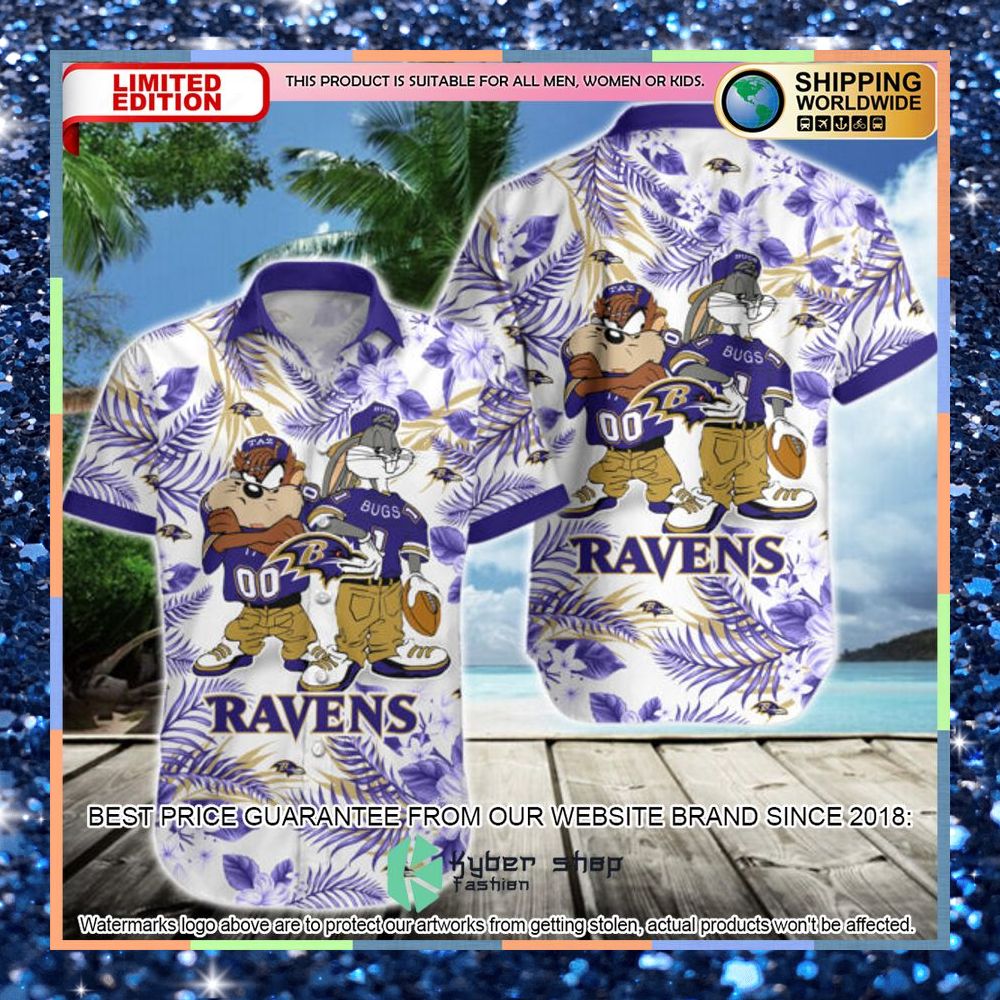 baltimore ravens bugs bunny taz nfl hawaiian shirt 1 714