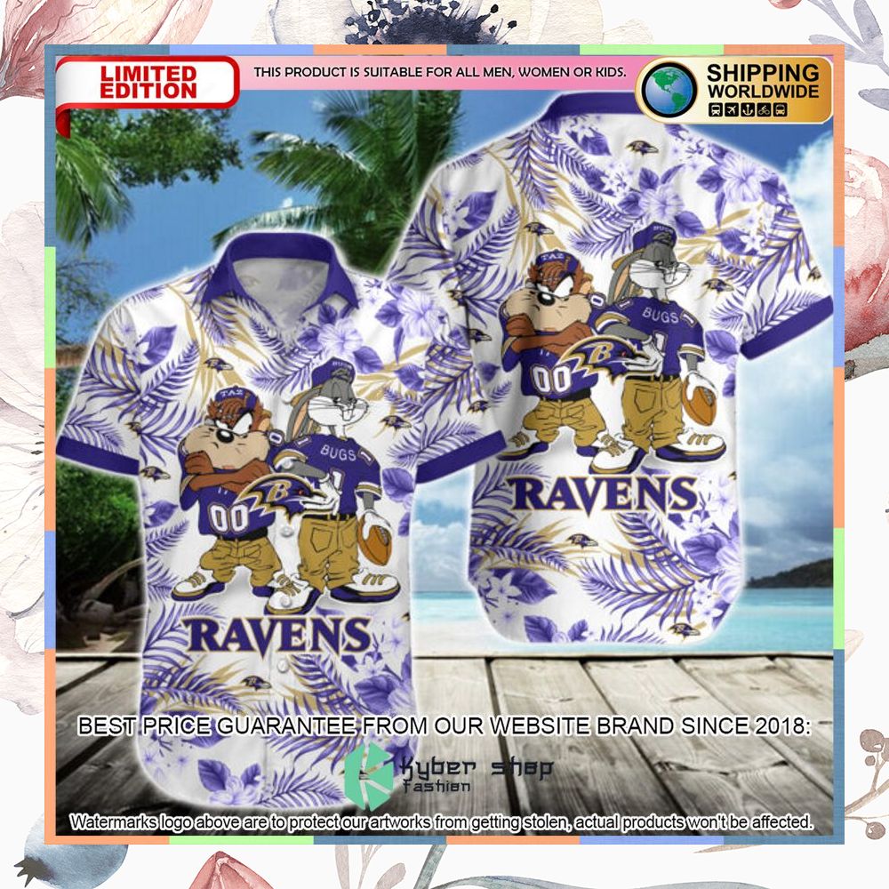 Baltimore Ravens Bugs Bunny Taz NFL Hawaiian Shirt 3 baltimore ravens bugs bunny taz nfl hawaiian shirt 1 795