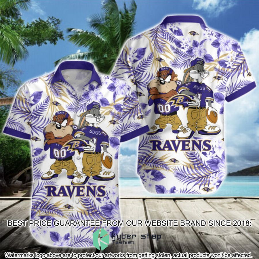 baltimore ravens bugs bunny taz nfl hawaiian shirt 1 909