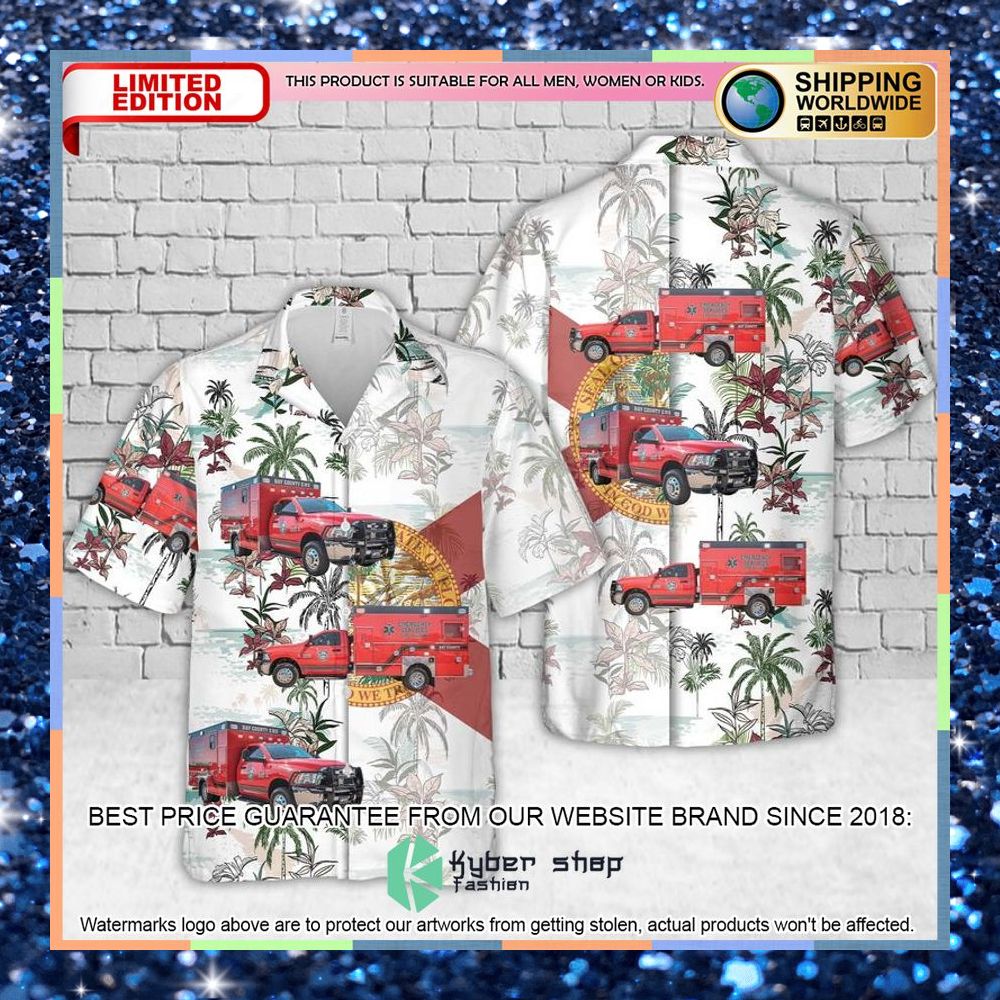 bay county ems white hawaiian shirt 1 411