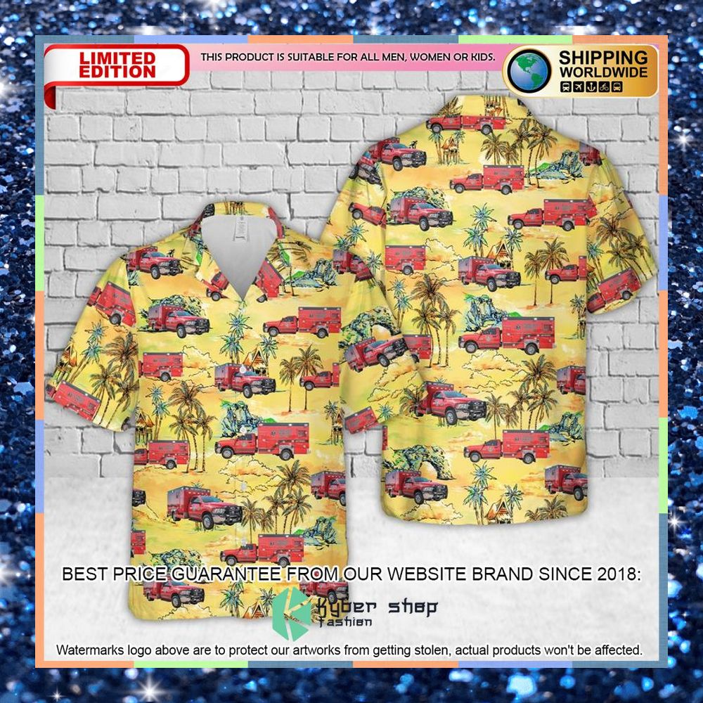 bay county ems yellow hawaiian shirt 1 535