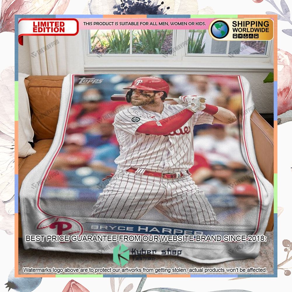 Bryce Harper Philadelphia Phillies Baseball Card Soft Blanket 5 bryce harper philadelphia phillies baseball card soft blanket 1 552