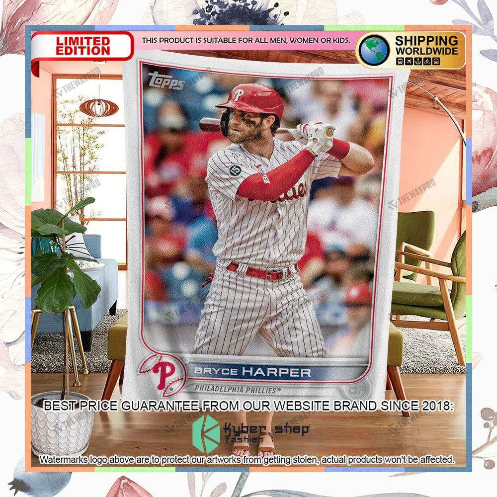 Bryce Harper Philadelphia Phillies Baseball Card Soft Blanket 6 bryce harper philadelphia phillies baseball card soft blanket 2 260