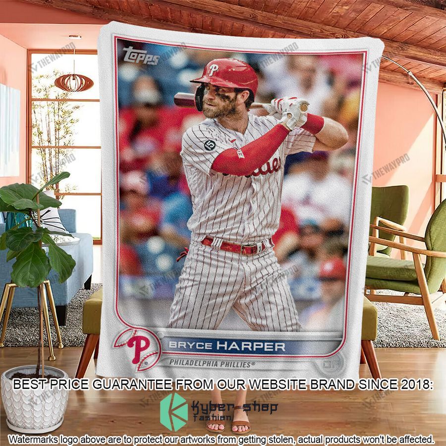 bryce harper philadelphia phillies baseball card soft blanket 2 806
