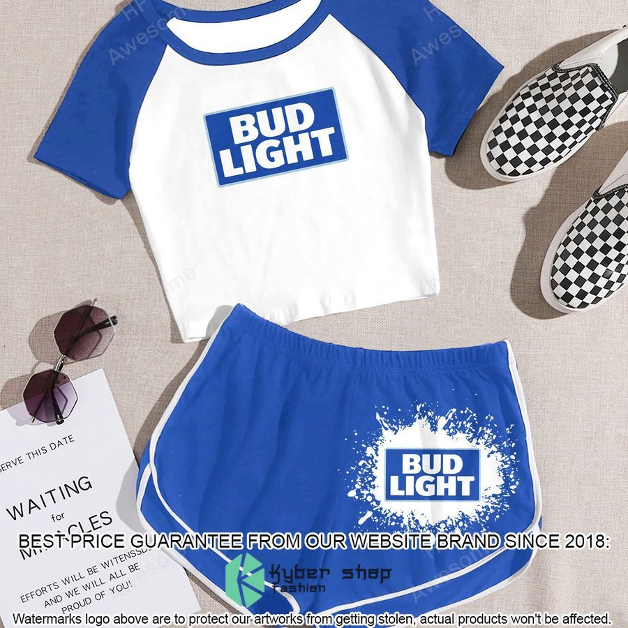 bud light cropped t shirt and shorts 1 677