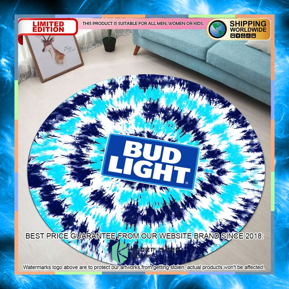 Bud Light Tie Dye Round Rug 3 bud light tie dye round rug 1 919