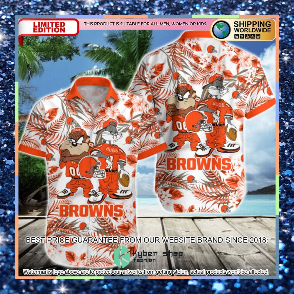 cleveland browns bugs bunny taz nfl hawaiian shirt 1 177