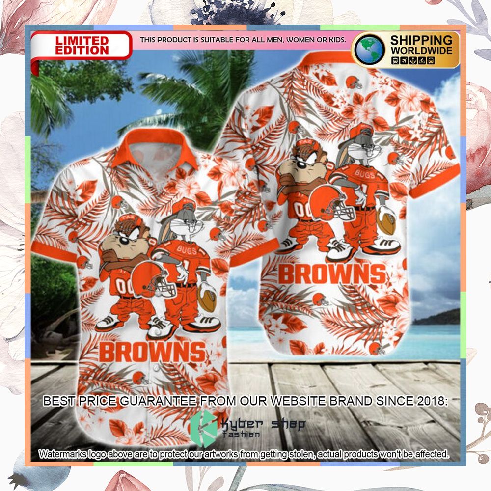 Cleveland Browns Bugs Bunny Taz NFL Hawaiian Shirt 3 cleveland browns bugs bunny taz nfl hawaiian shirt 1 661