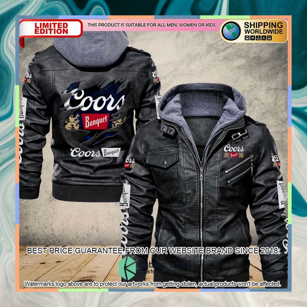 coors banquet hooded leather jacket 1 462