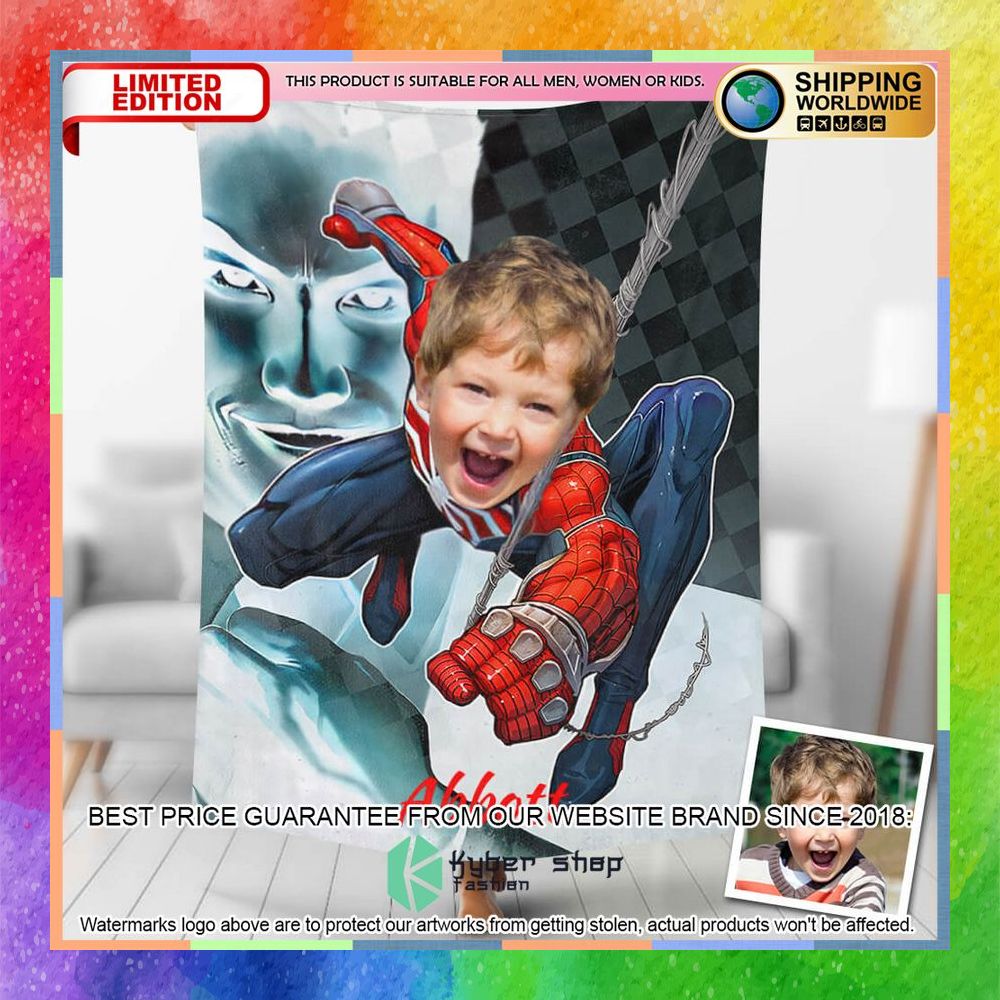 Custom Photo Climb Up Spiderman Blanket 5 custom photo climb up spiderman blanket 1 21