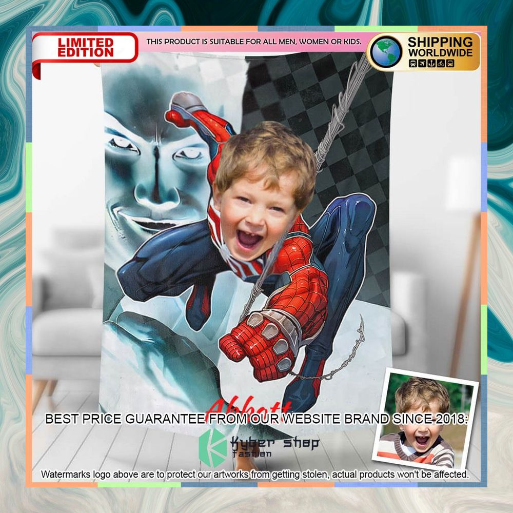 Custom Photo Climb Up Spiderman Blanket 3 custom photo climb up spiderman blanket 1 559