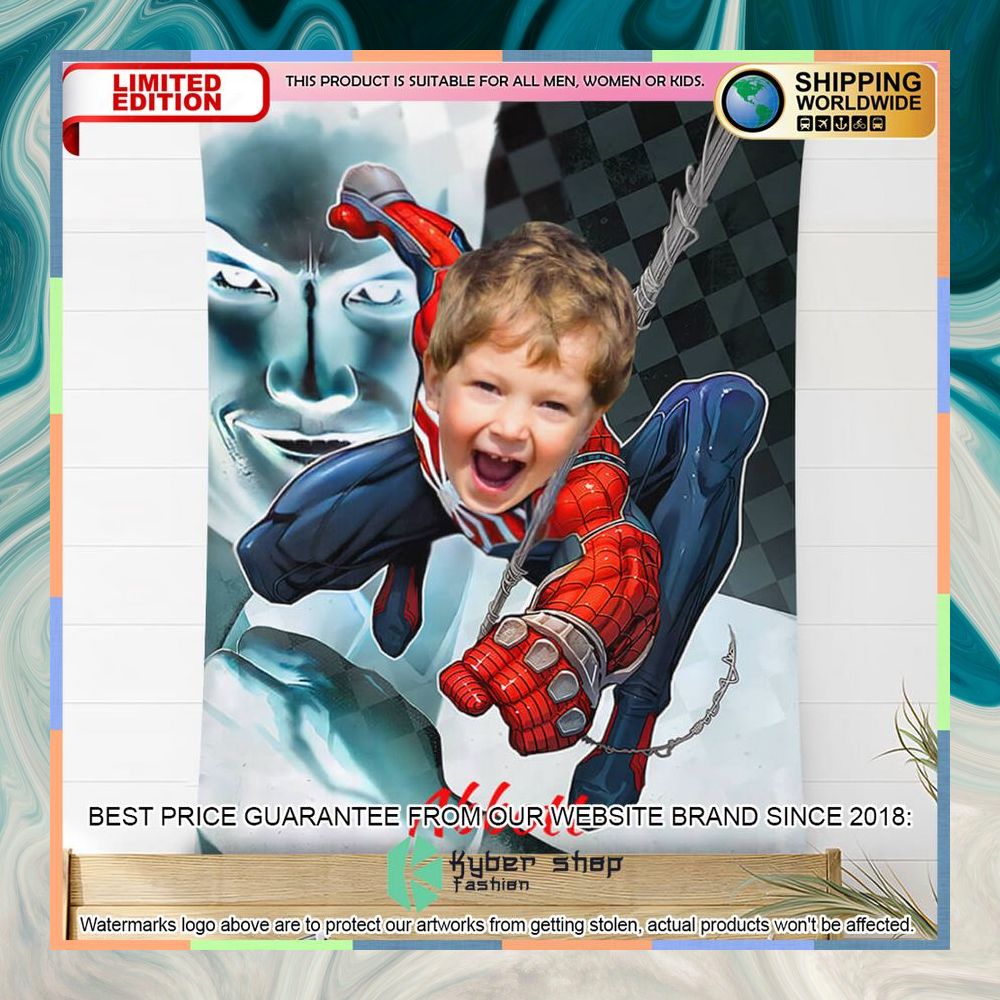 Custom Photo Climb Up Spiderman Blanket 4 custom photo climb up spiderman blanket 2 296