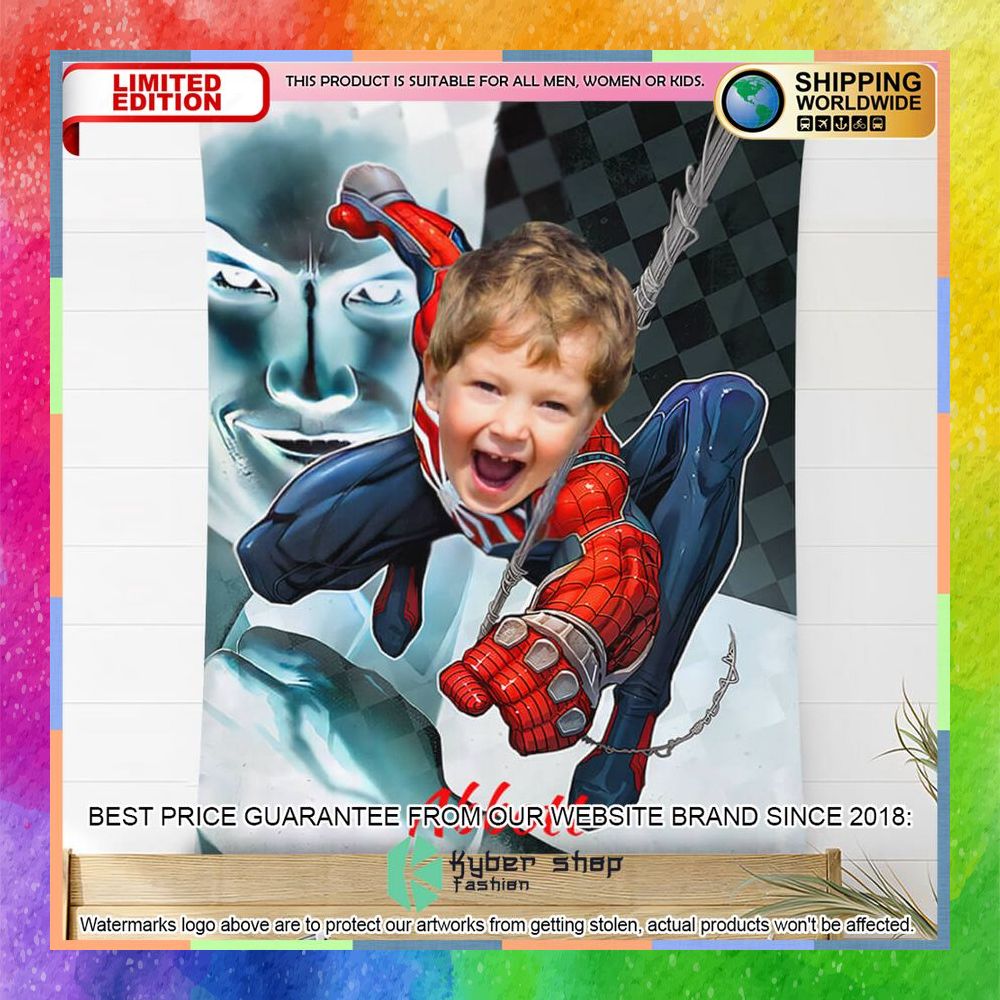 Custom Photo Climb Up Spiderman Blanket 6 custom photo climb up spiderman blanket 2 904