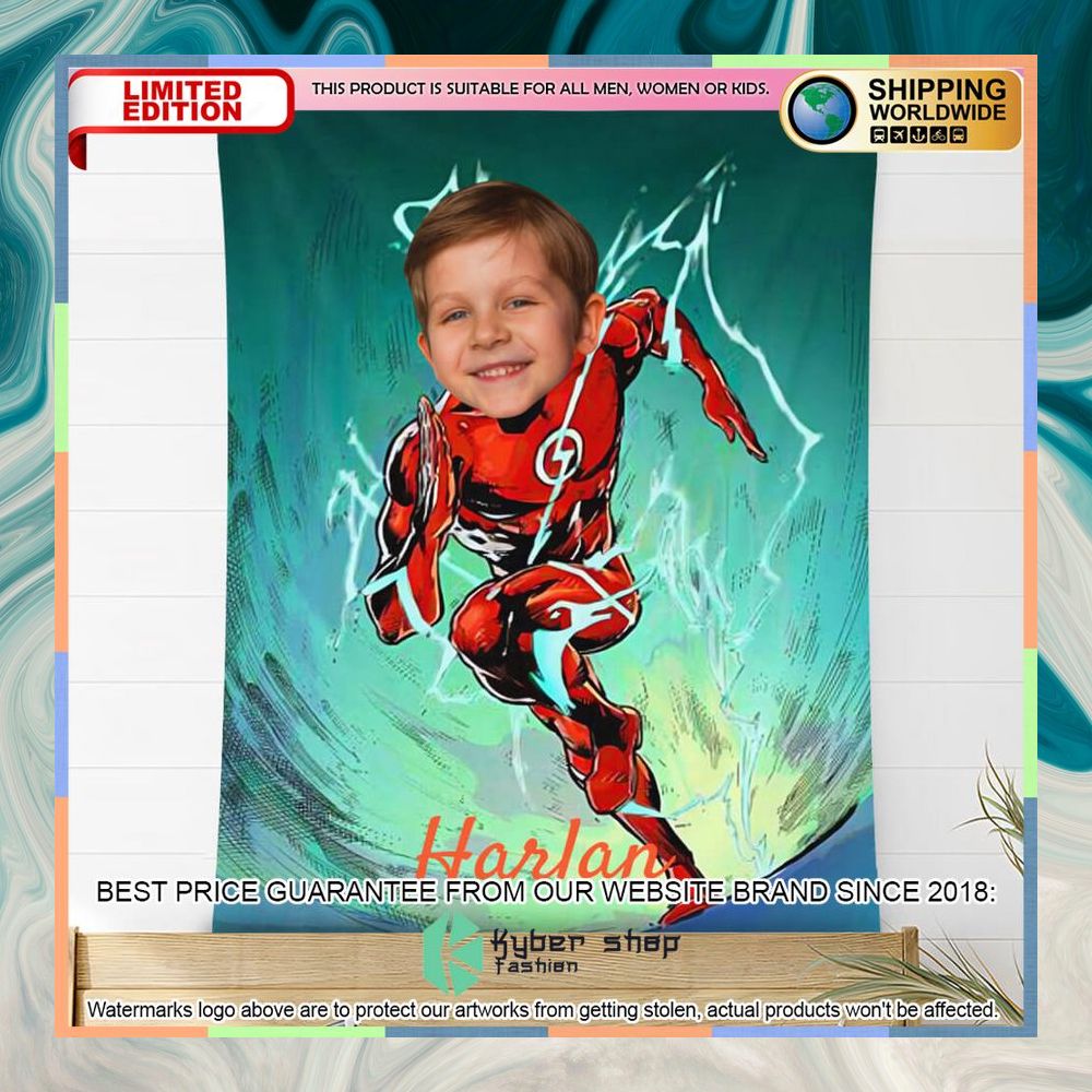 Custom Photo Flashman Running Fast Blanket 4 custom photo flashman running fast blanket 2 495