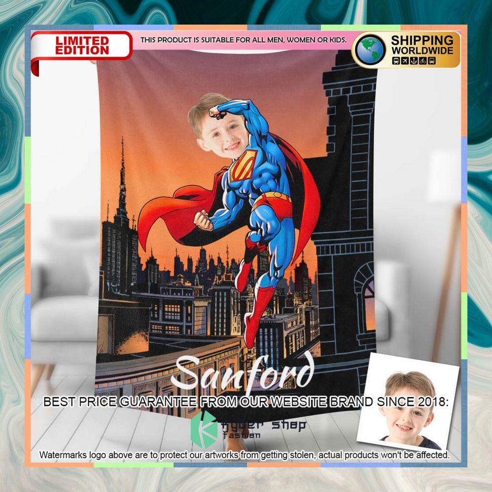 Custom Photo Fly Into The Sky Superman Style Blanket 3 custom photo fly into the sky superman style blanket 1 240