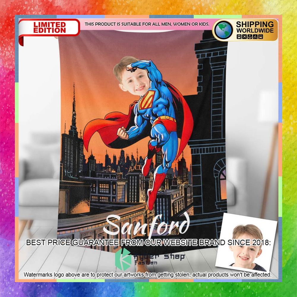 Custom Photo Fly Into The Sky Superman Style Blanket 5 custom photo fly into the sky superman style blanket 1 810