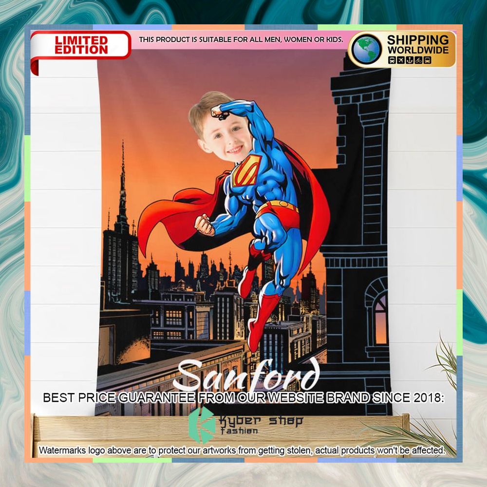 Custom Photo Fly Into The Sky Superman Style Blanket 4 custom photo fly into the sky superman style blanket 2 174