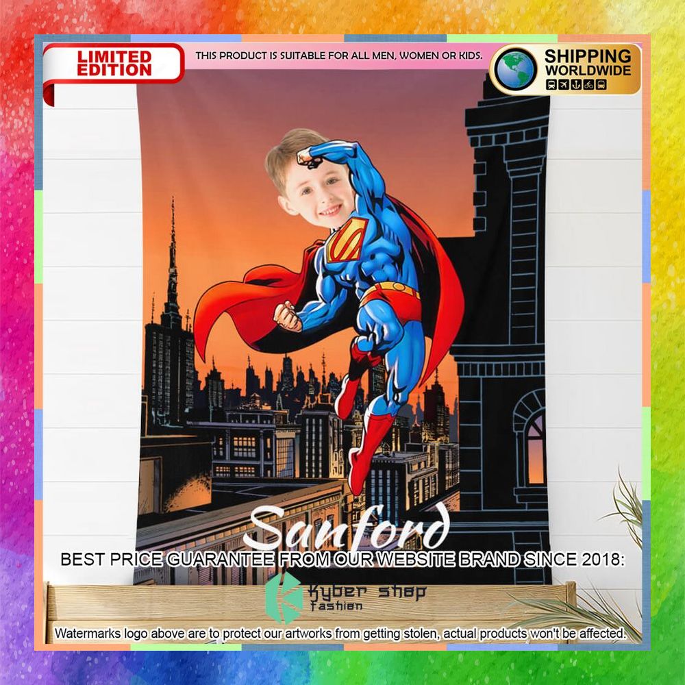 Custom Photo Fly Into The Sky Superman Style Blanket 6 custom photo fly into the sky superman style blanket 2 56