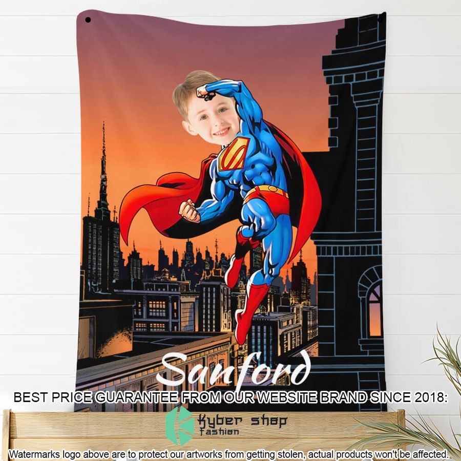 custom photo fly into the sky superman style blanket 2 619