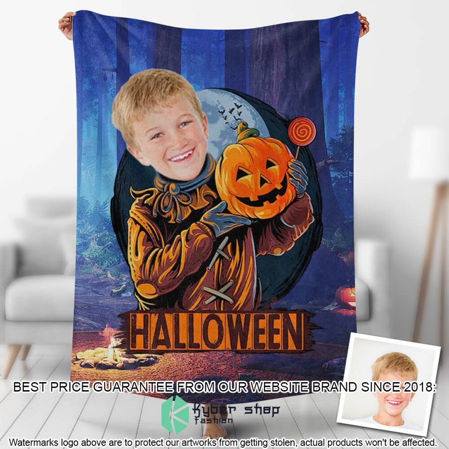 custom photo halloween pumpkin zombie blanket 1 364