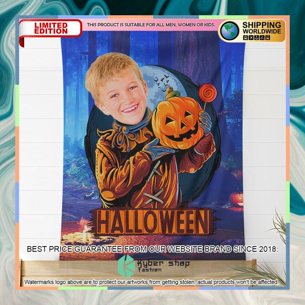 Custom Photo Halloween Pumpkin Zombie Blanket 4 custom photo halloween pumpkin zombie blanket 2 527