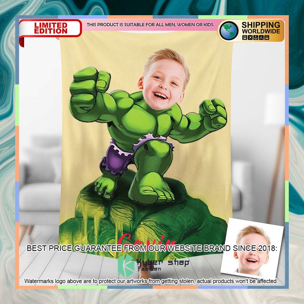Custom Photo Incredible Hulk Blanket 3 custom photo incredible hulk blanket 1 154
