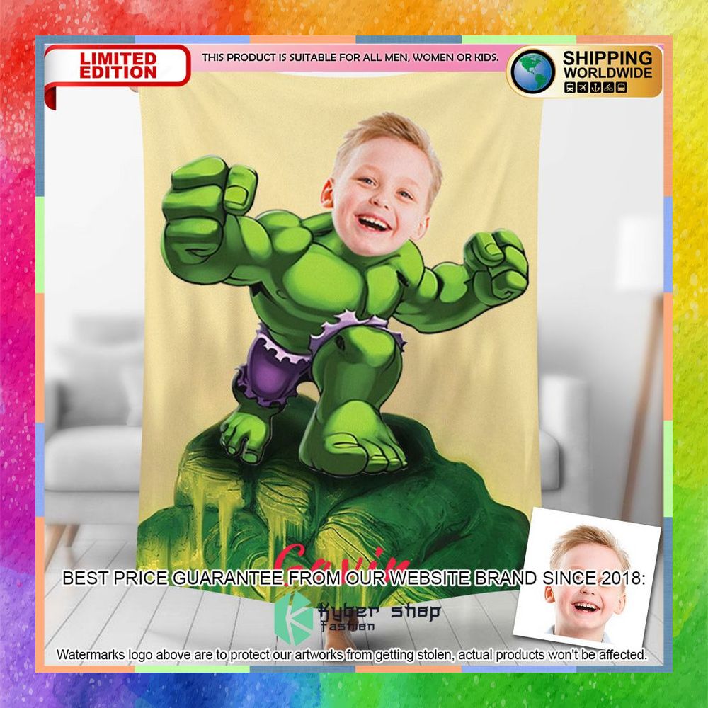 Custom Photo Incredible Hulk Blanket 5 custom photo incredible hulk blanket 1 724