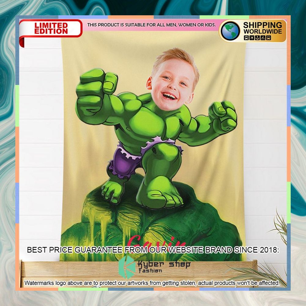 Custom Photo Incredible Hulk Blanket 4 custom photo incredible hulk blanket 2 424