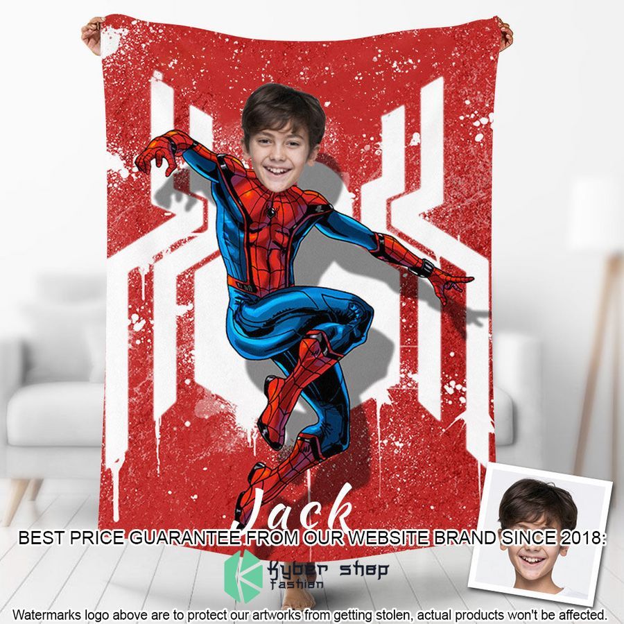 custom photo red spiderman jump blanket 1 830