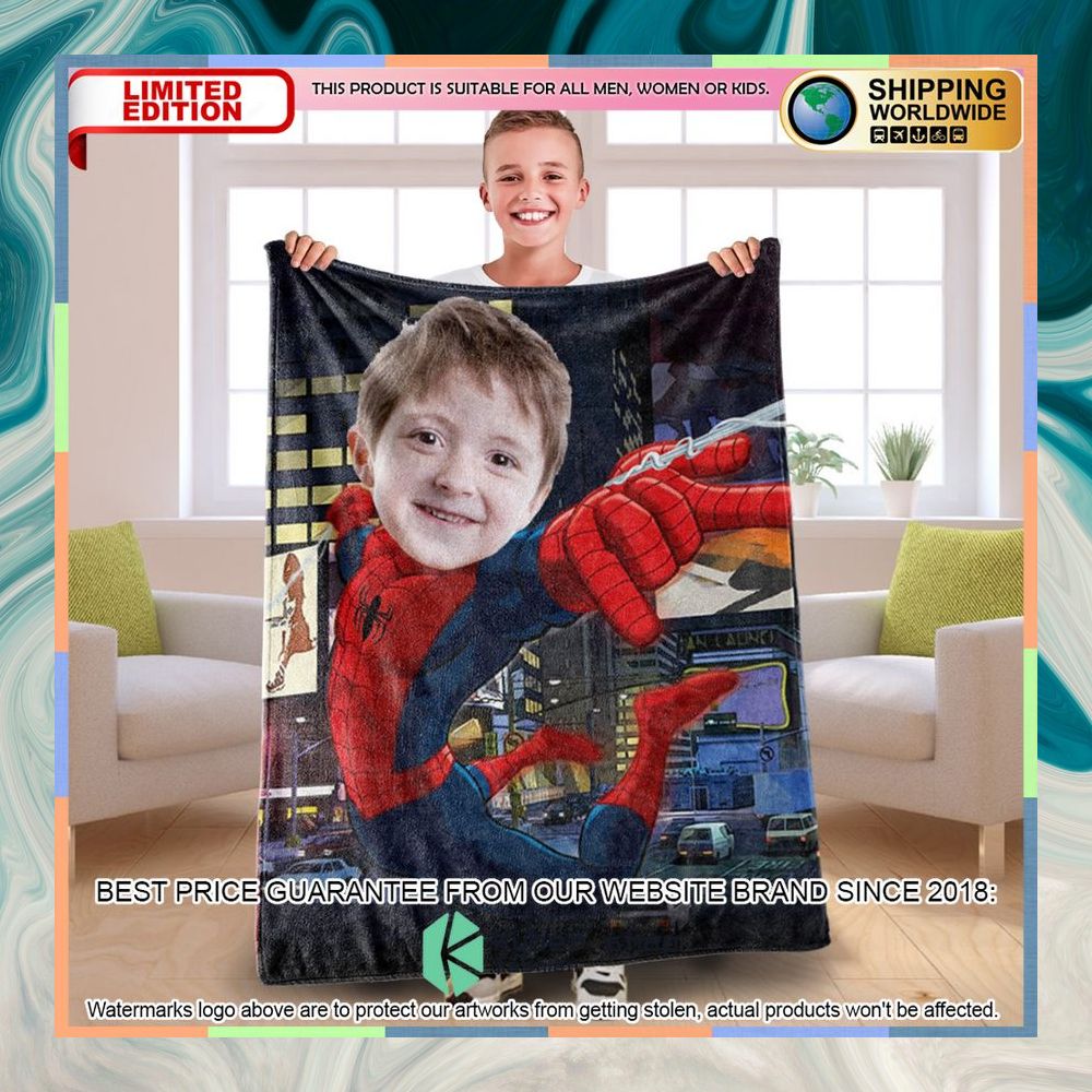 Custom Photo Spider Man city Blanket 5 custom photo spider man city blanket 1 527