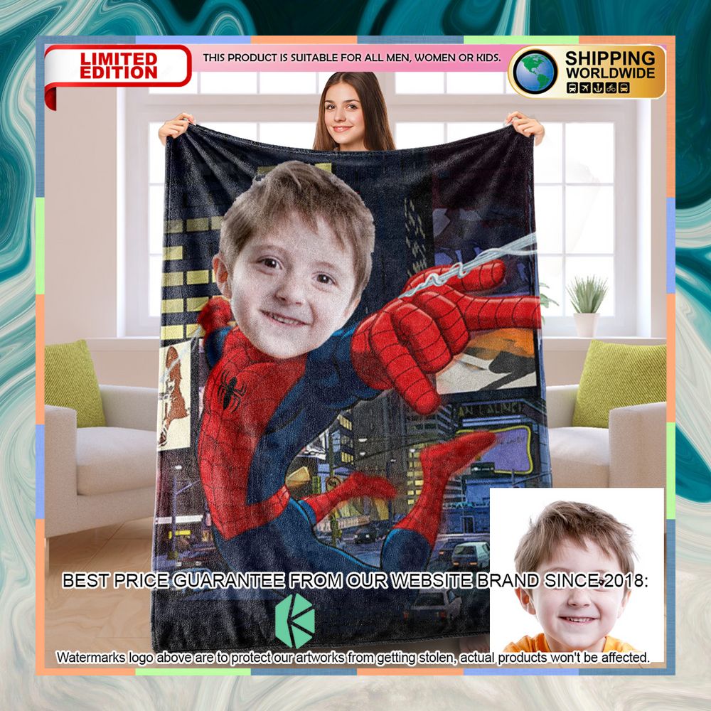 Custom Photo Spider Man city Blanket 6 custom photo spider man city blanket 2 261