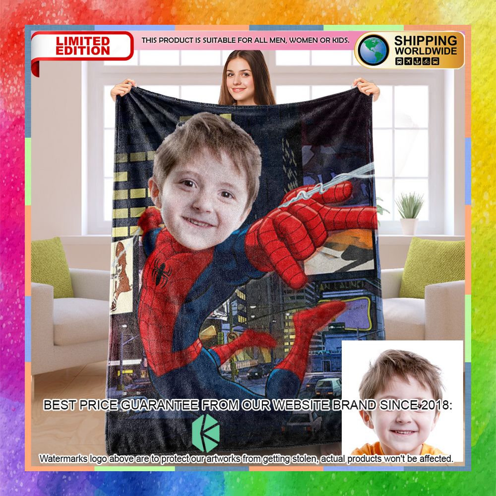 Custom Photo Spider Man city Blanket 10 custom photo spider man city blanket 2 645