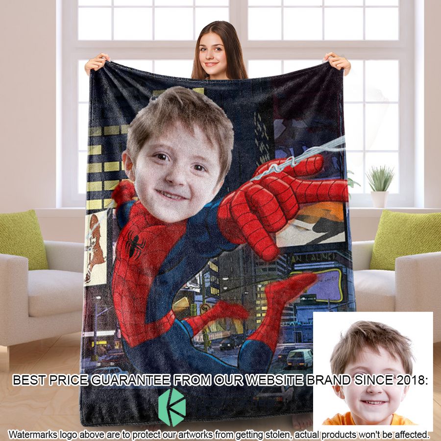 custom photo spider man city blanket 2 96