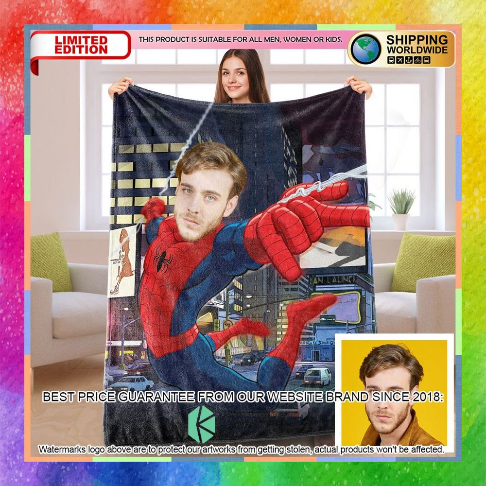 Custom Photo Spider Man city Blanket 11 custom photo spider man city blanket 3 334