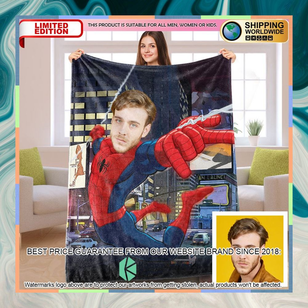 Custom Photo Spider Man city Blanket 7 custom photo spider man city blanket 3 554