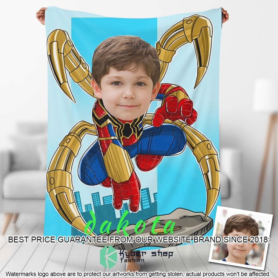 custom photo spiderman blue blanket 1 110