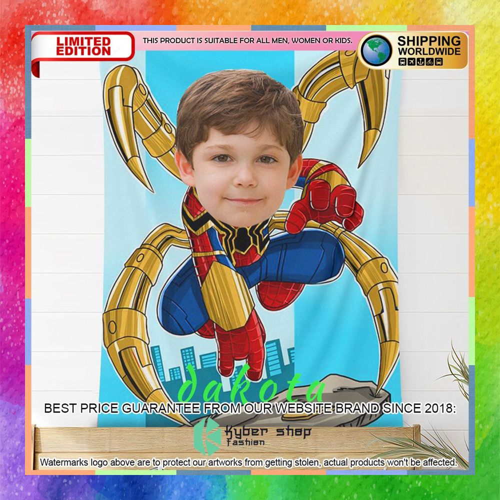 Custom Photo Spiderman blue Blanket 6 custom photo spiderman blue blanket 2 17