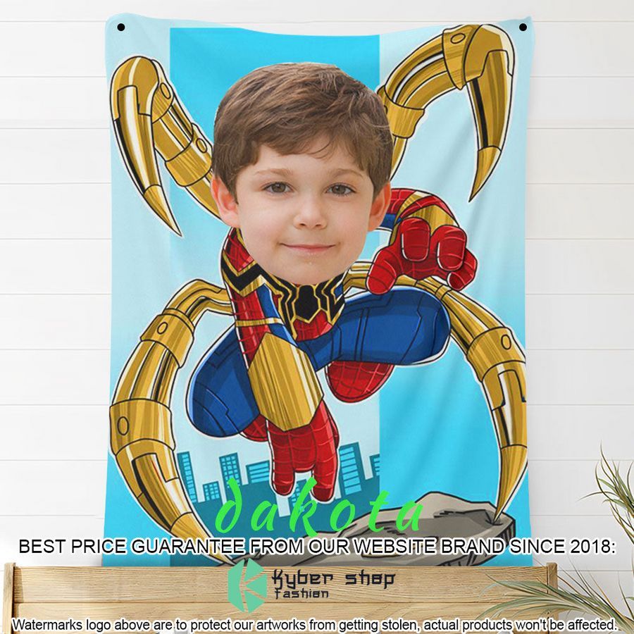 custom photo spiderman blue blanket 2 228