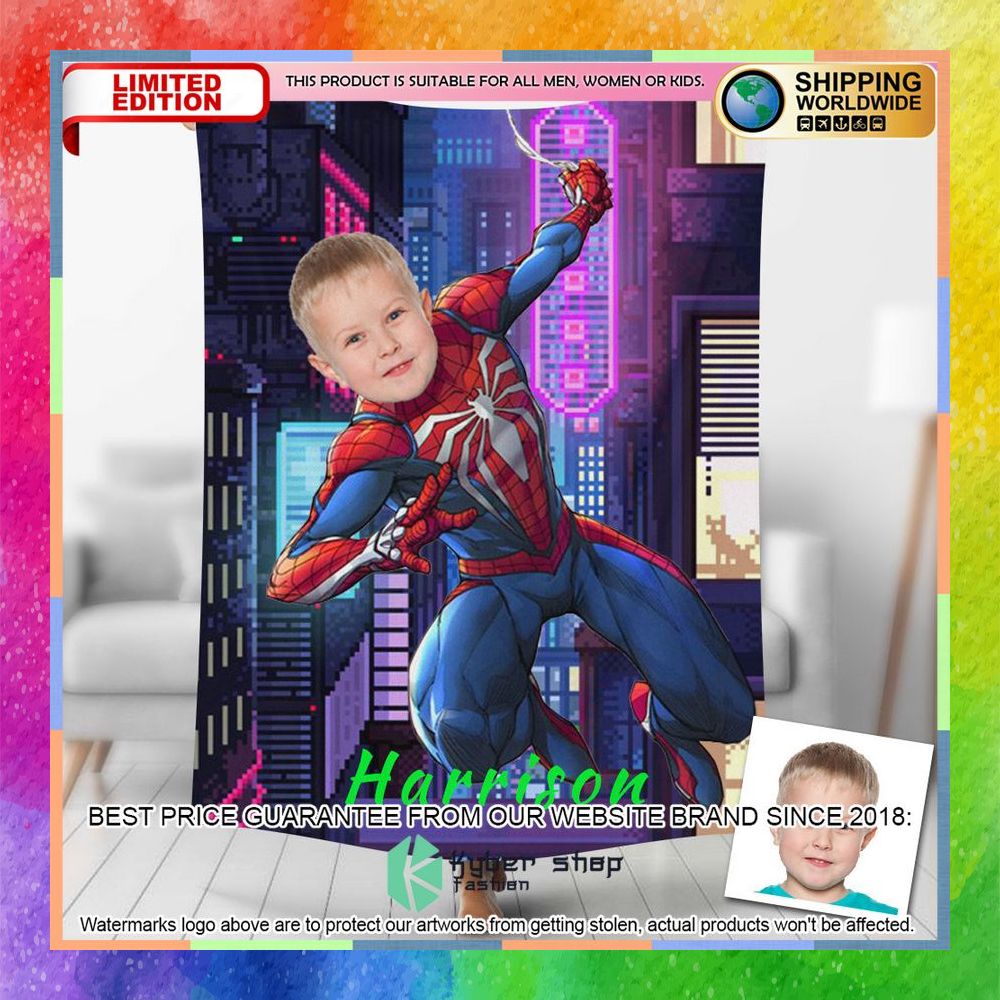 Custom Photo Spiderman In City Blanket 5 custom photo spiderman in city blanket 1 818