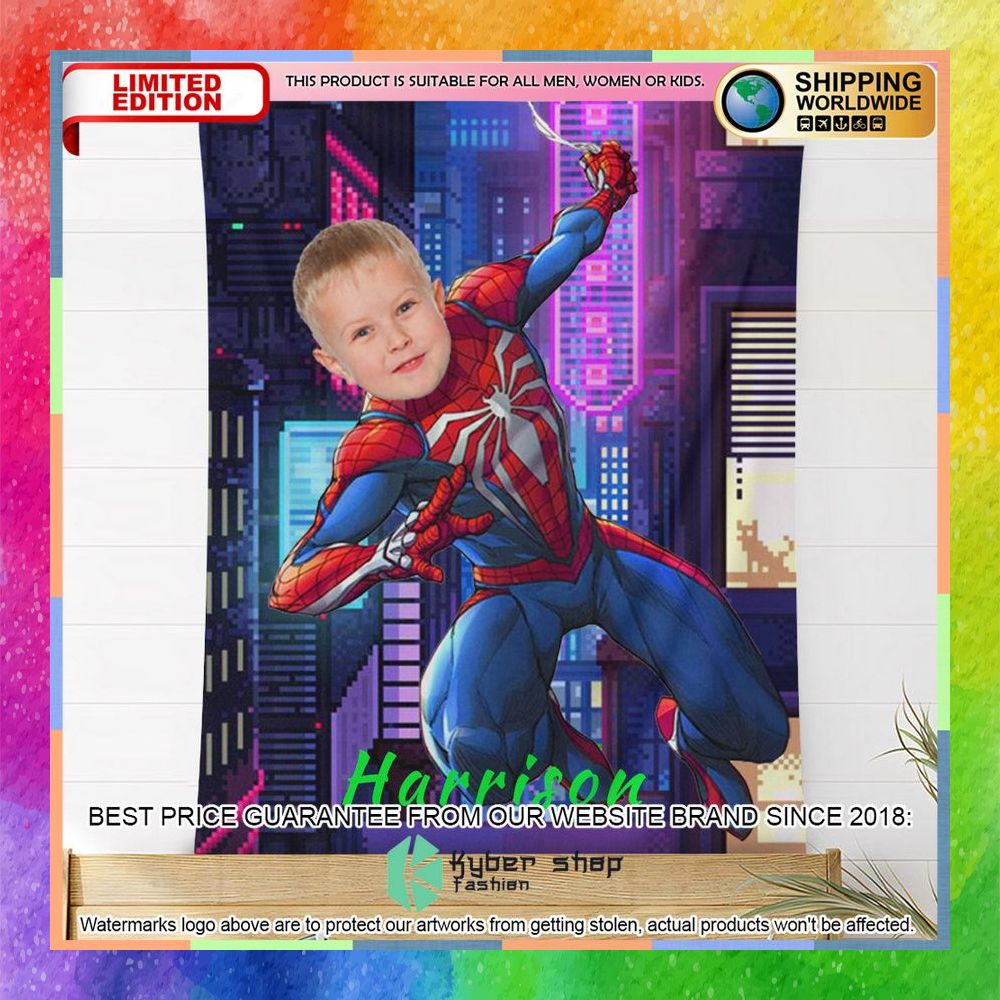 Custom Photo Spiderman In City Blanket 6 custom photo spiderman in city blanket 2 12