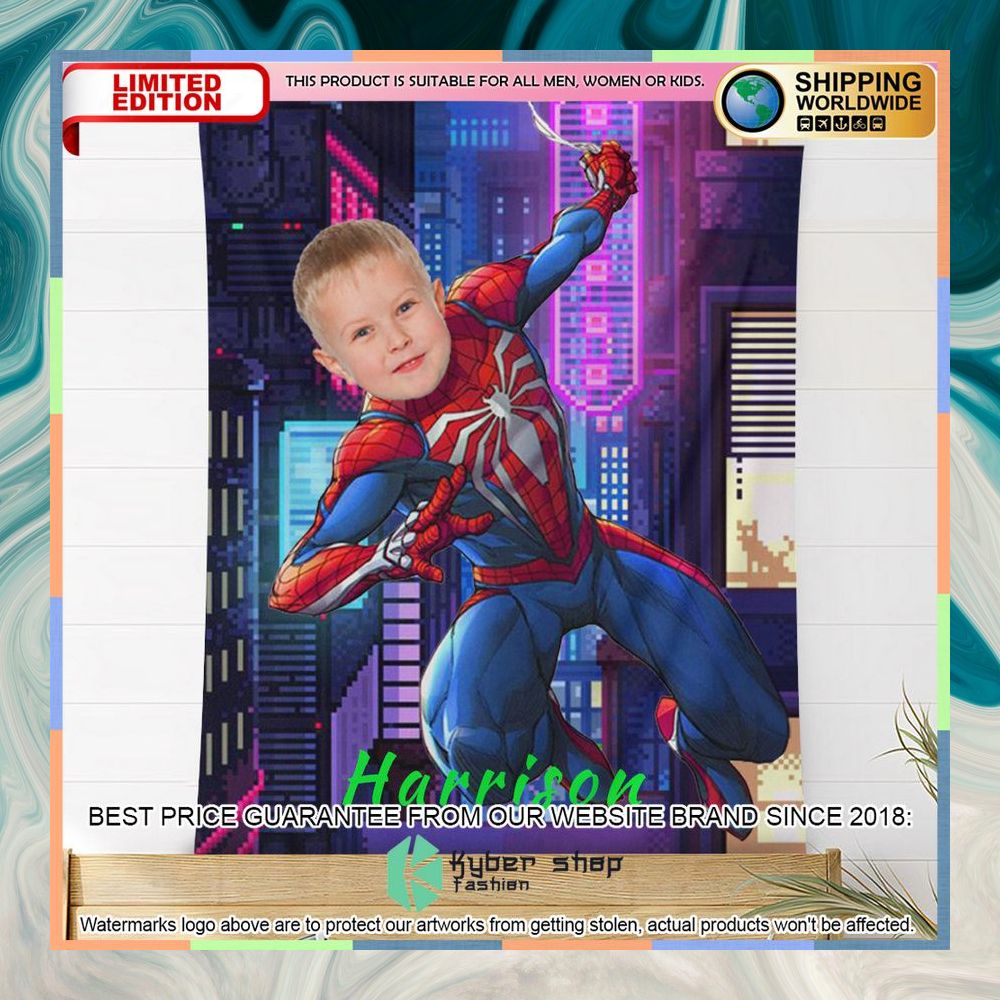 Custom Photo Spiderman In City Blanket 4 custom photo spiderman in city blanket 2 387