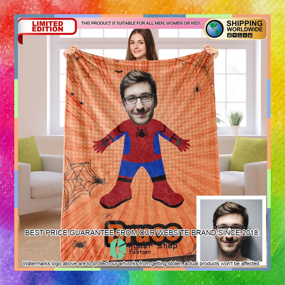 Custom Photo Spiderman orange Blanket 3 custom photo spiderman orange blanket 1 657