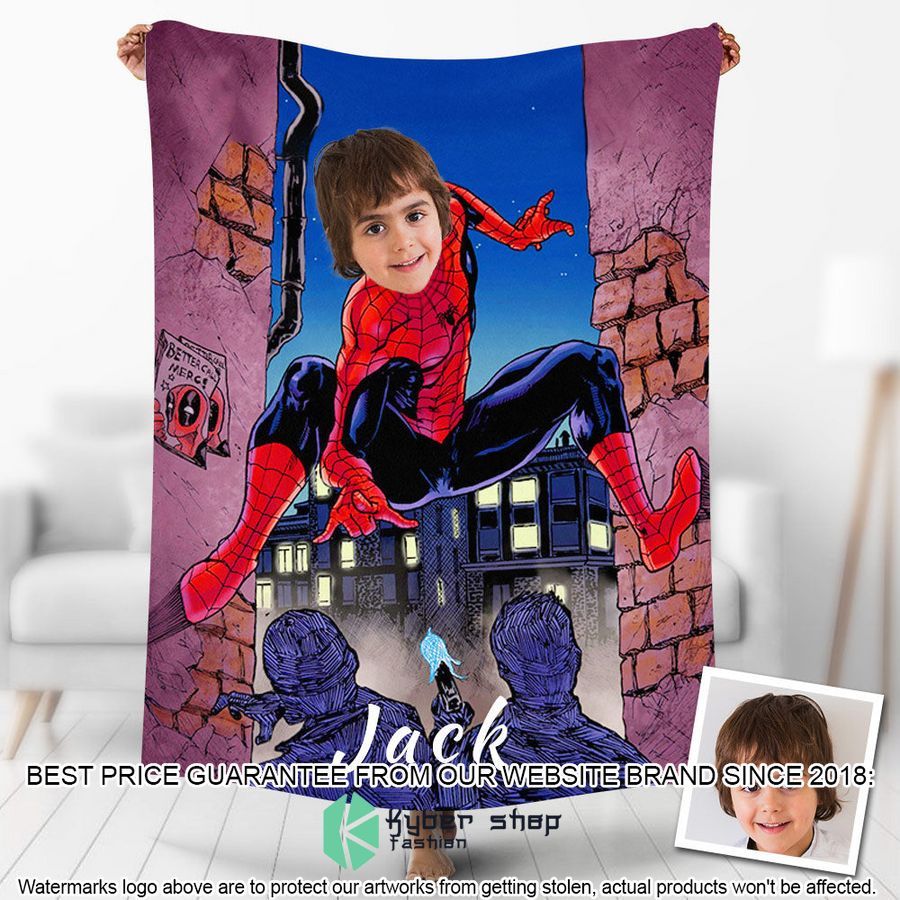 custom photo spiderman stand wall blanket 1 336