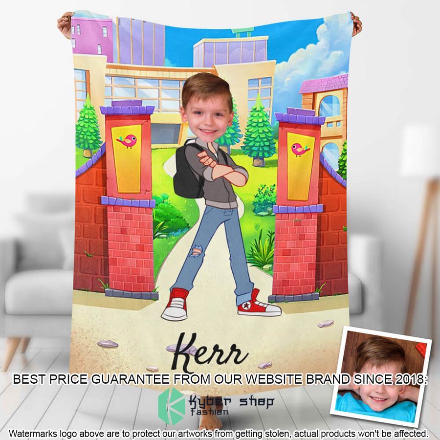 custom photo standing by boy blanket 1 866
