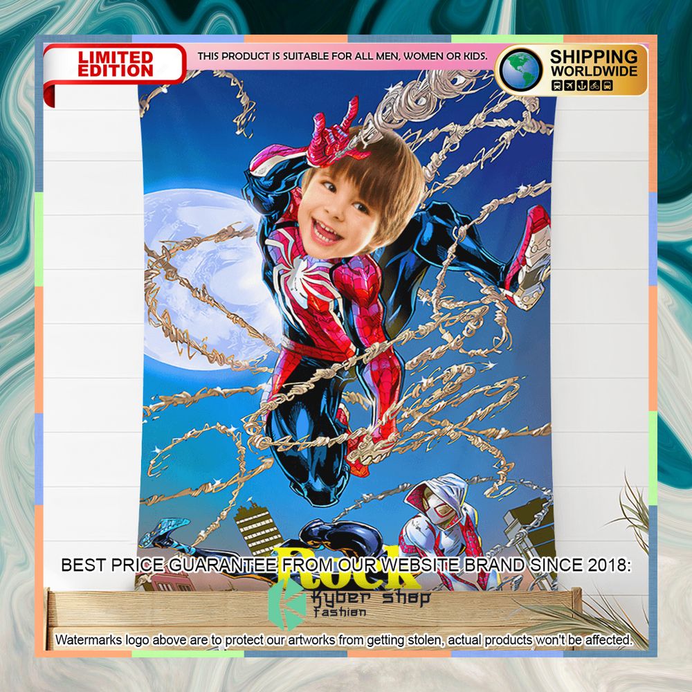Custom Photo Straps Spiderman Blanket 4 custom photo straps spiderman blanket 2 682
