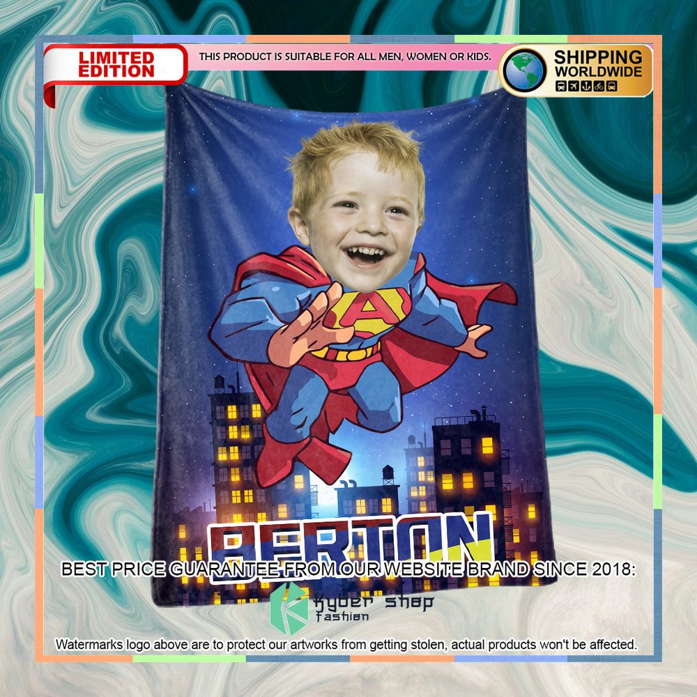 Custom Photo Superhero Flying Super Man Blanket 4 custom photo superhero flying super man blanket 1 126