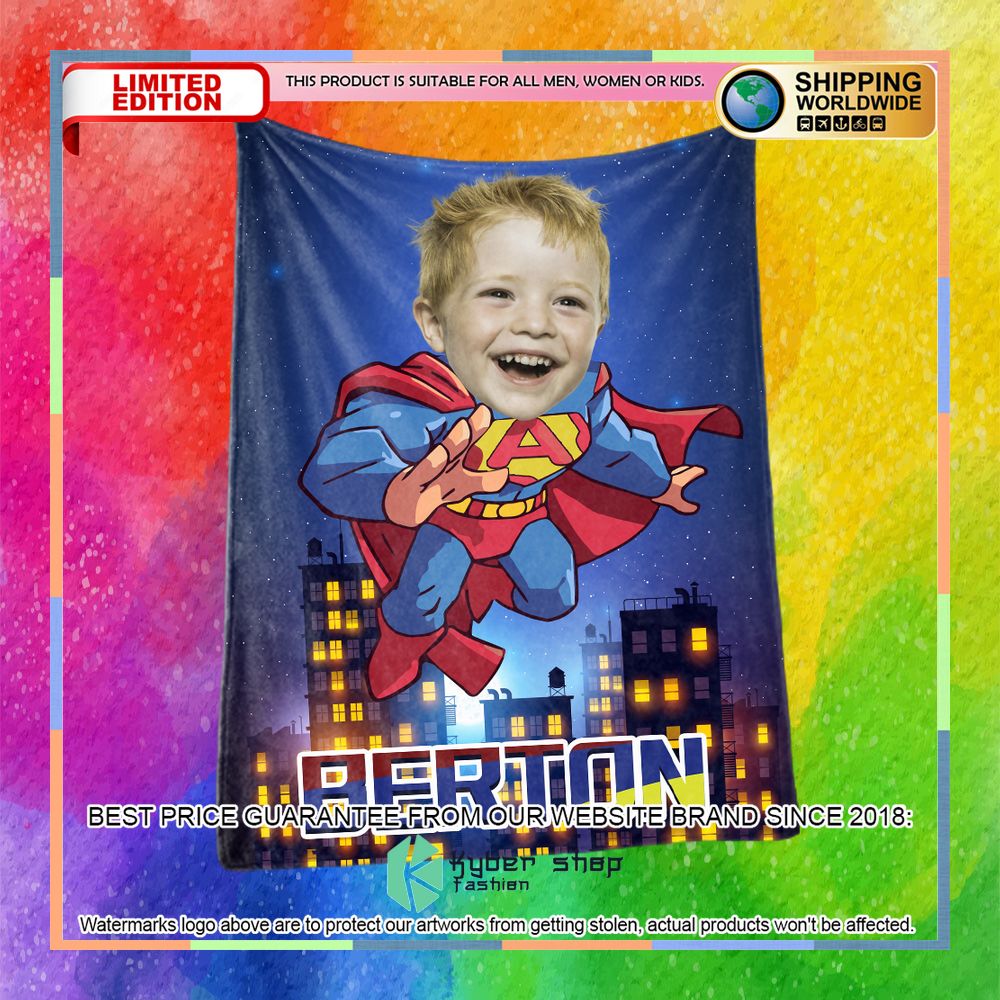 Custom Photo Superhero Flying Super Man Blanket 7 custom photo superhero flying super man blanket 1 439
